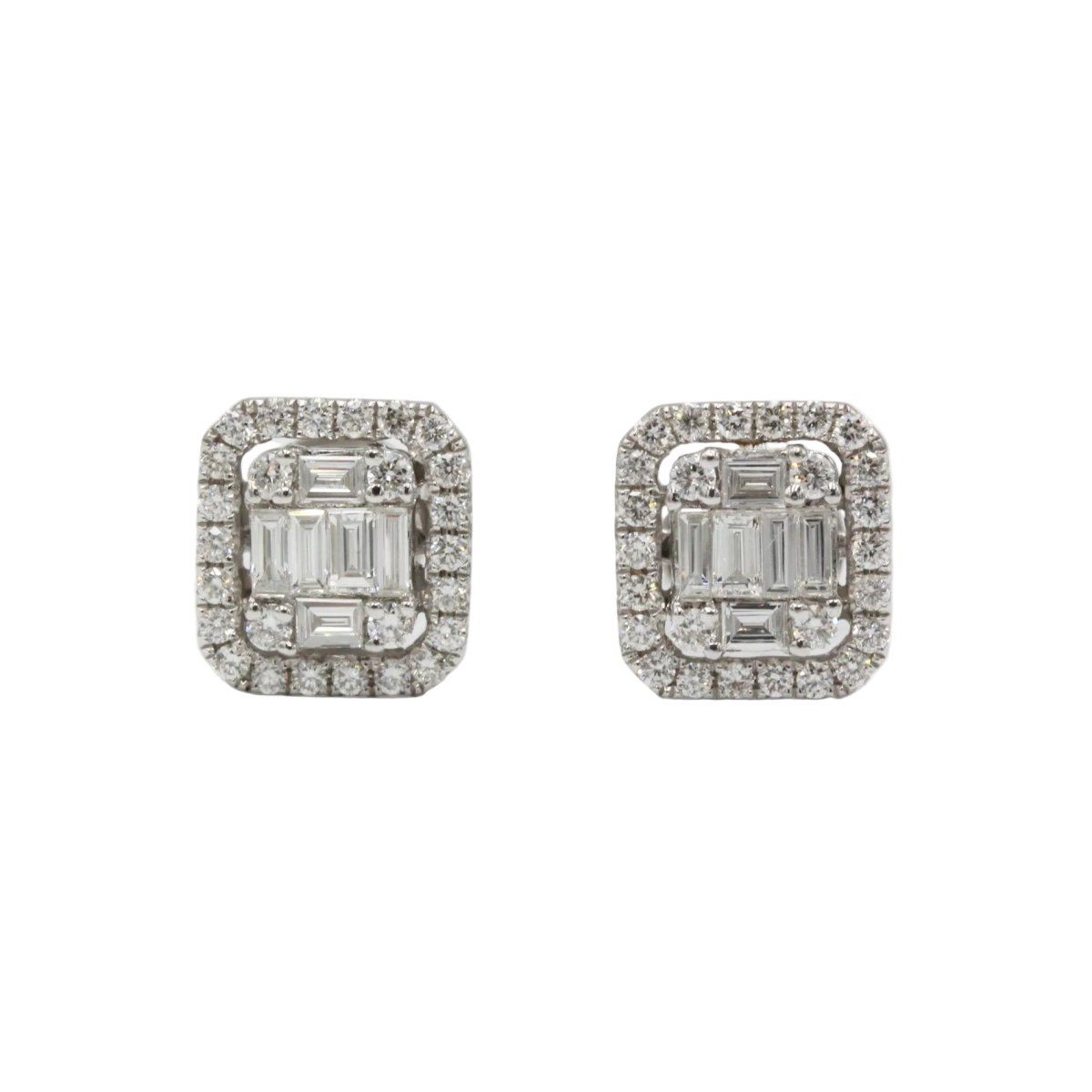 Boucles d'oreilles Puces en or blanc et diamants - Castafiore