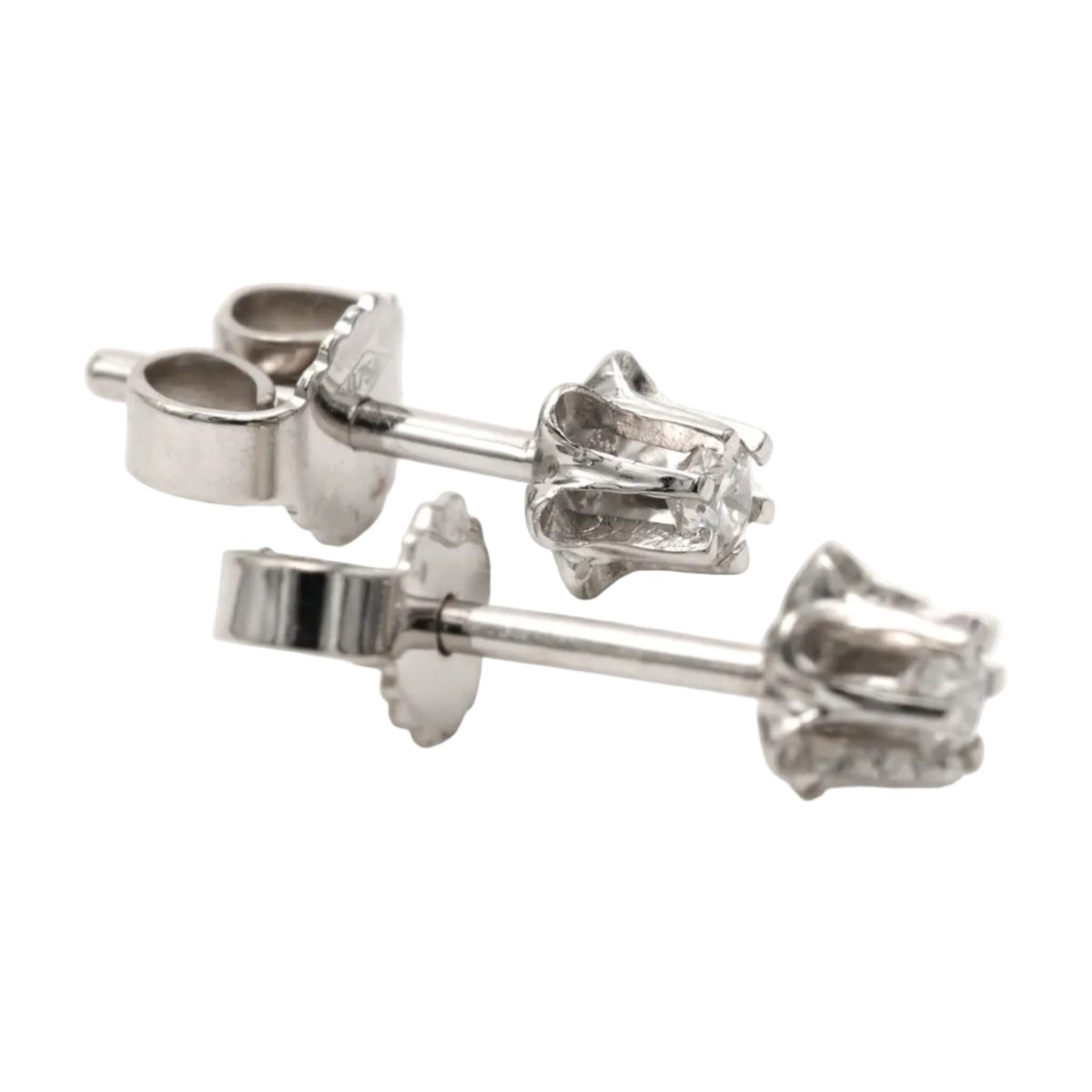 Boucles d'oreilles Puces en or blanc et diamants - Castafiore