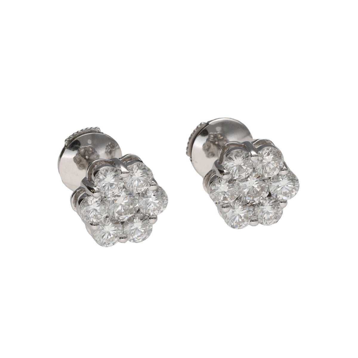 Boucles d'oreilles Puces en or blanc et diamants - Castafiore