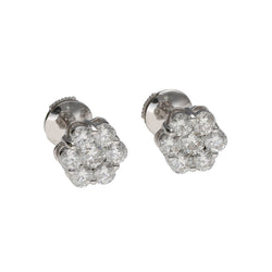 Boucles d'oreilles Puces en or blanc et diamants - Castafiore