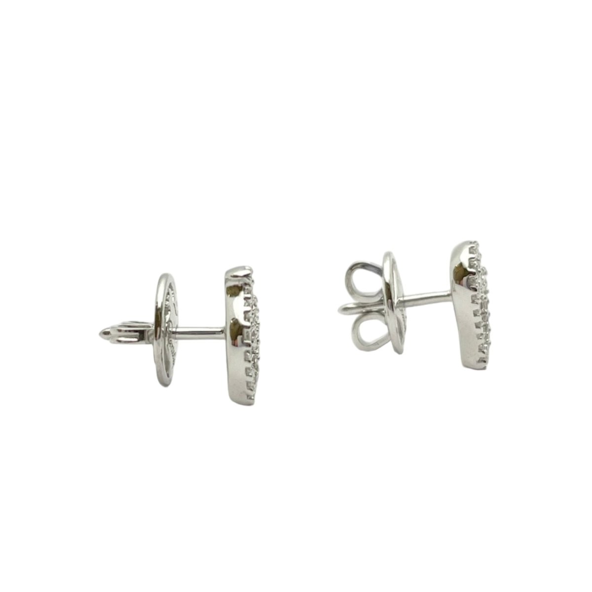 Boucles d'oreilles Puces en or blanc et diamants - Castafiore