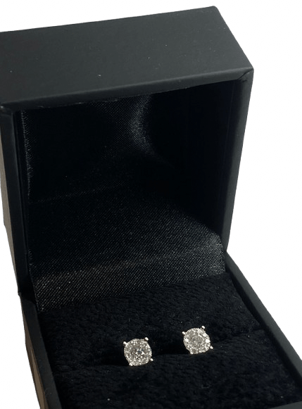 Boucles d'oreilles Puces en or blanc et diamants - Castafiore