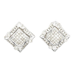 Boucles d'oreilles Puces en or blanc et diamants - Castafiore
