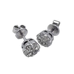 Boucles d'oreilles Puces en or blanc et diamants - Castafiore