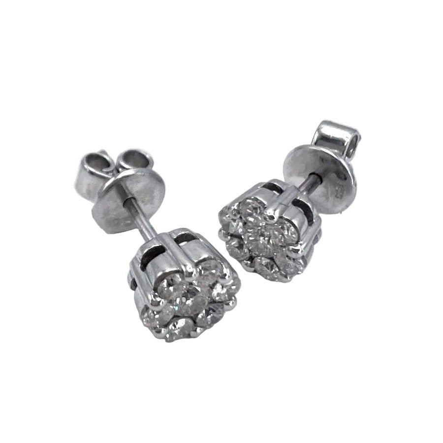 Boucles d'oreilles Puces en or blanc et diamants - Castafiore