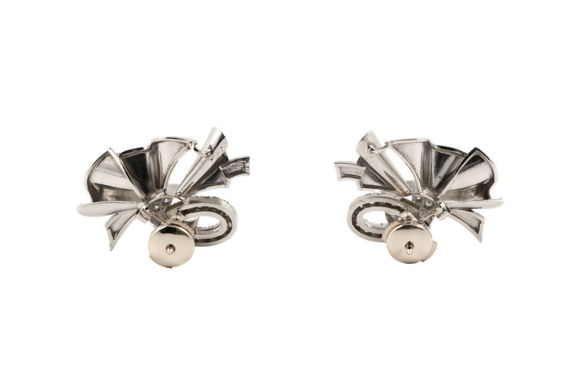 Boucles d'oreilles Puces en or blanc et diamants - Castafiore