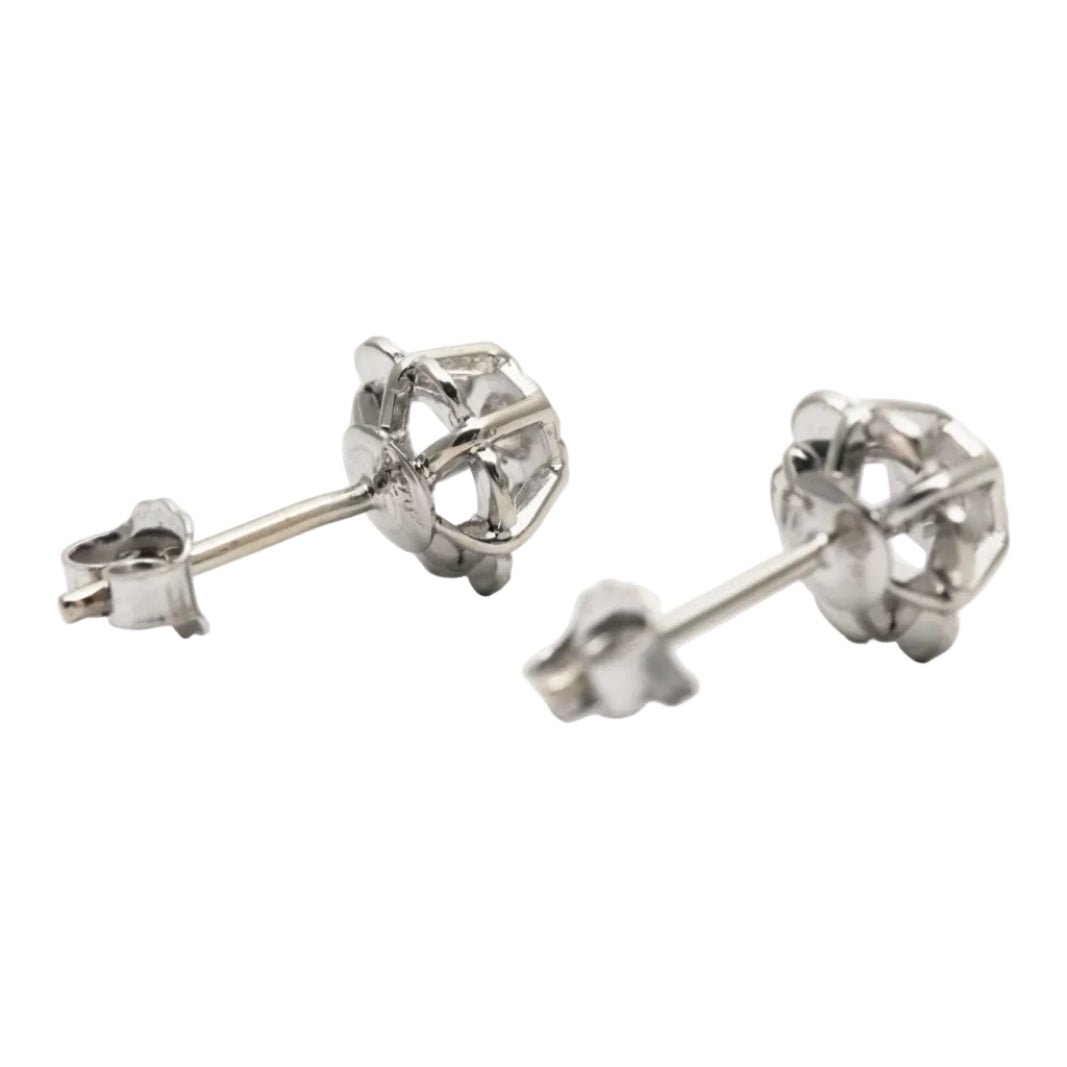 Boucles d'oreilles Puces en or blanc et diamants - Castafiore
