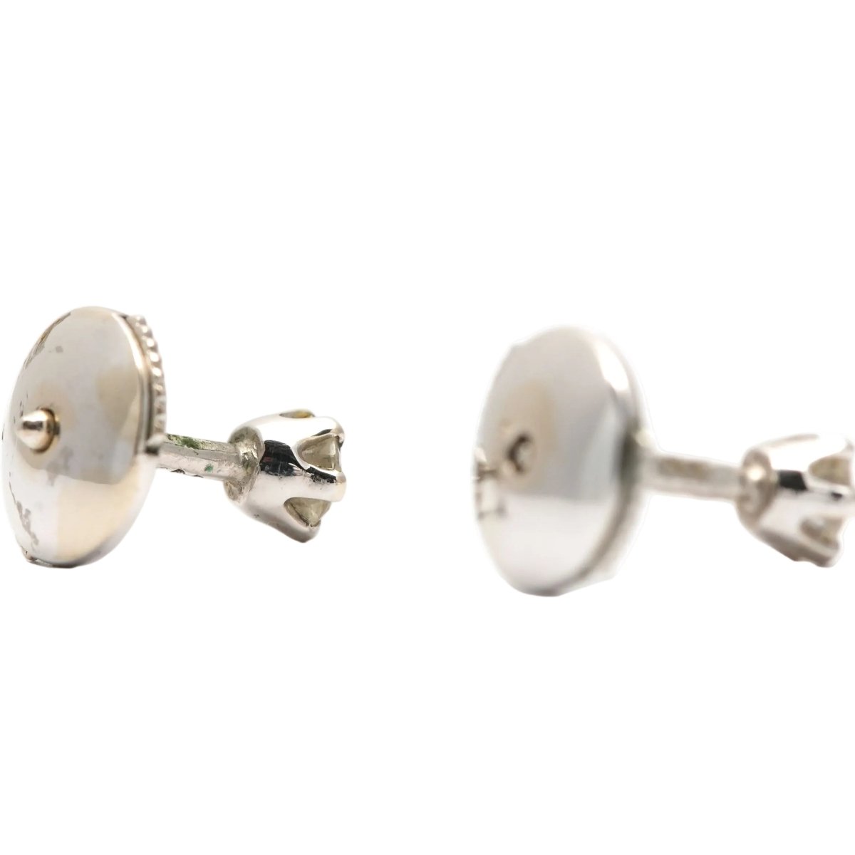 Boucles d'oreilles Puces en or blanc et diamants - Castafiore
