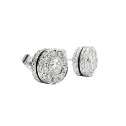 Boucles d'oreilles Puces en or blanc et diamants - Castafiore