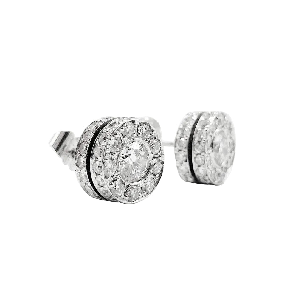 Boucles d'oreilles Puces en or blanc et diamants - Castafiore
