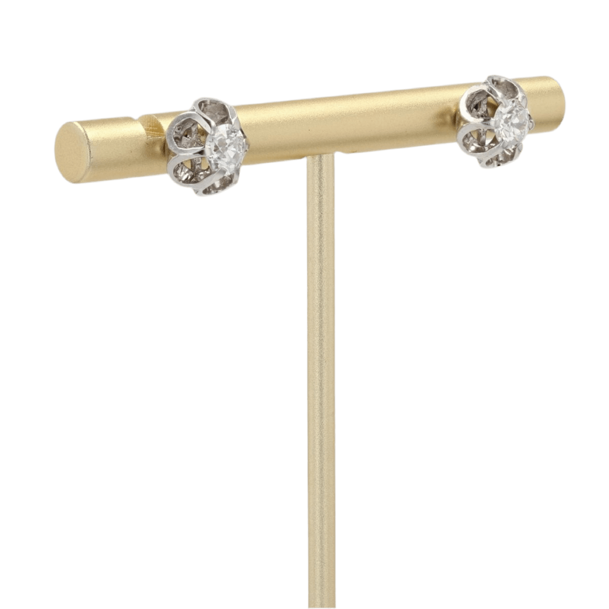 Boucles d'oreilles Puces en or blanc et diamants - Castafiore