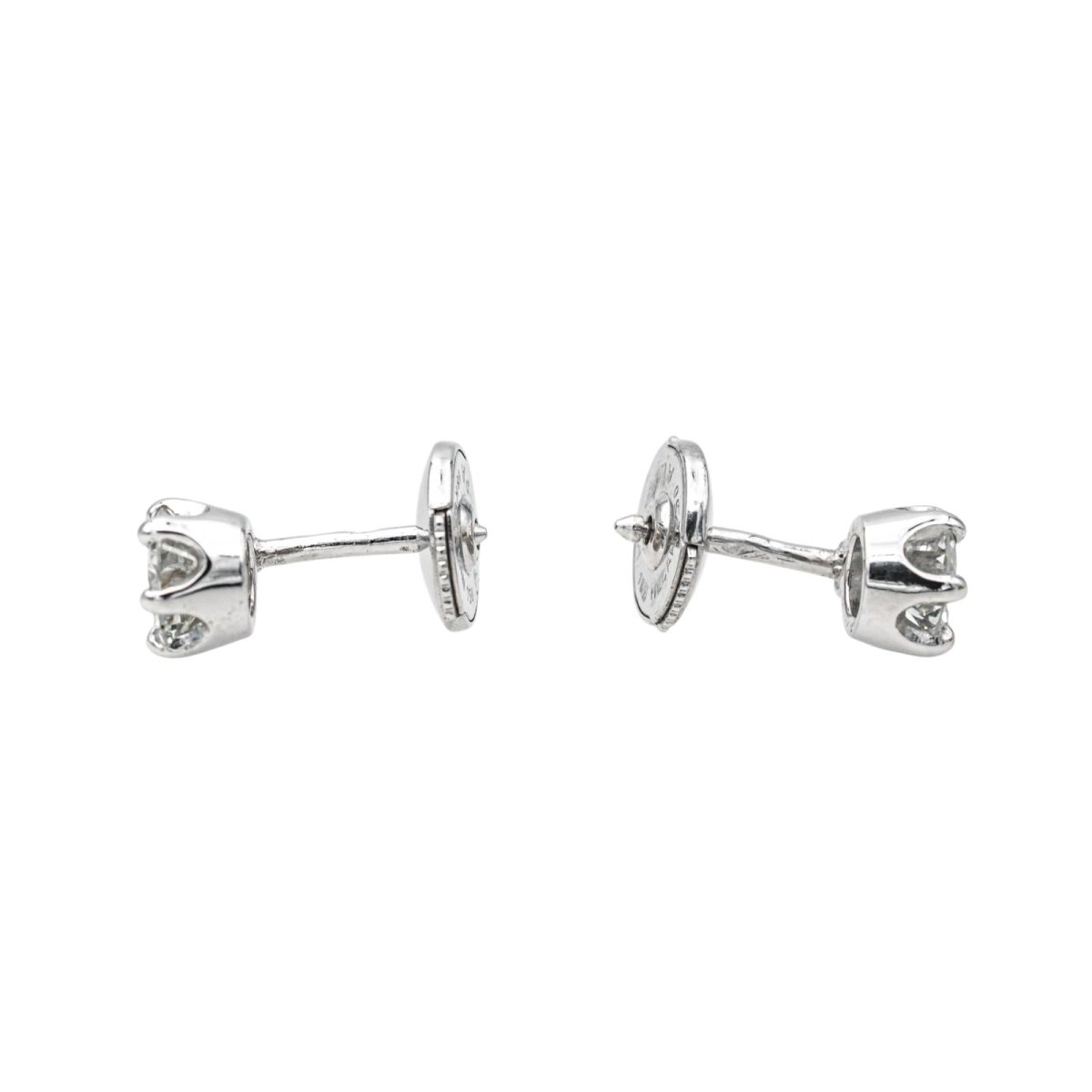 Boucles d'oreilles Puces en or blanc et diamants - Castafiore