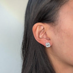 Boucles d'oreilles Puces en or blanc et diamants - Castafiore