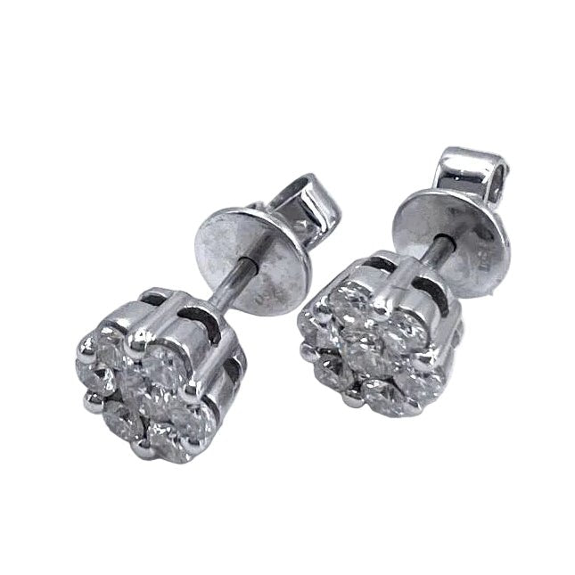 Boucles d'oreilles Puces en or blanc et diamants - Castafiore