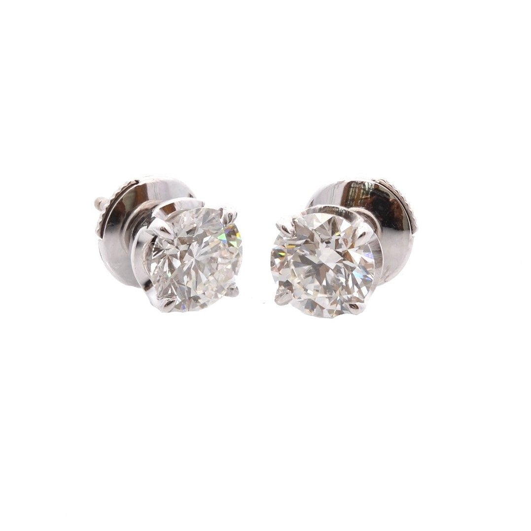 Boucles d'oreilles Puces en or blanc et diamants - Castafiore