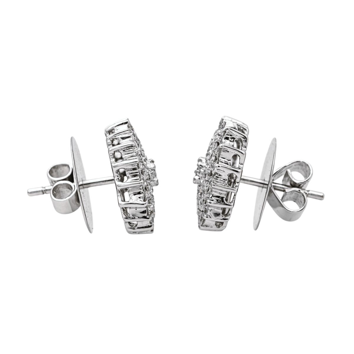 Boucles d'oreilles Puces en or blanc et diamants - Castafiore