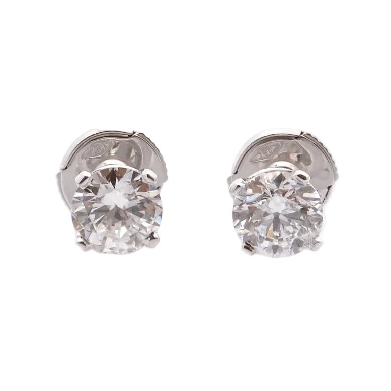 Boucles d'oreilles Puces en or blanc et diamants - Castafiore