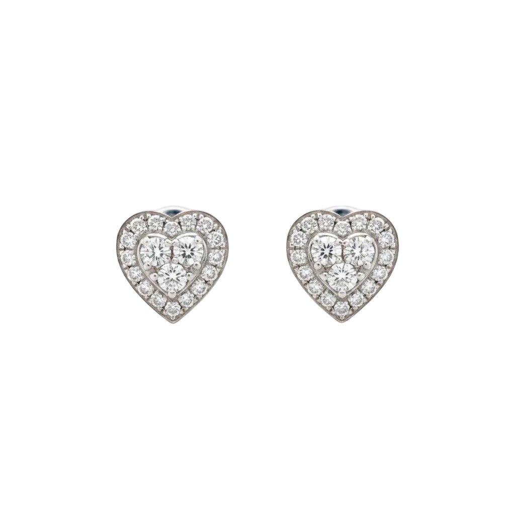 Boucles d'oreilles Puces en or blanc et diamants - Castafiore