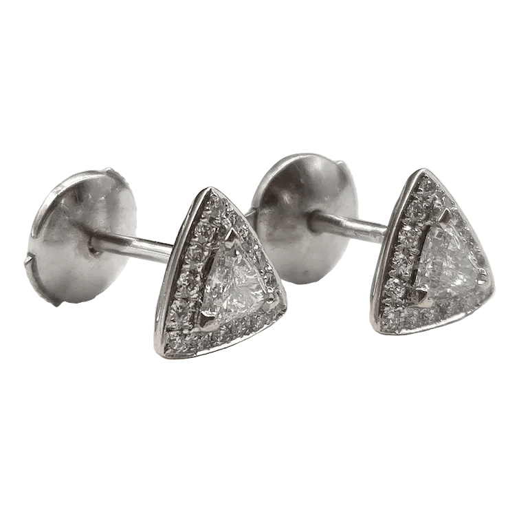Boucles d'oreilles Puces en or blanc et diamants - Castafiore