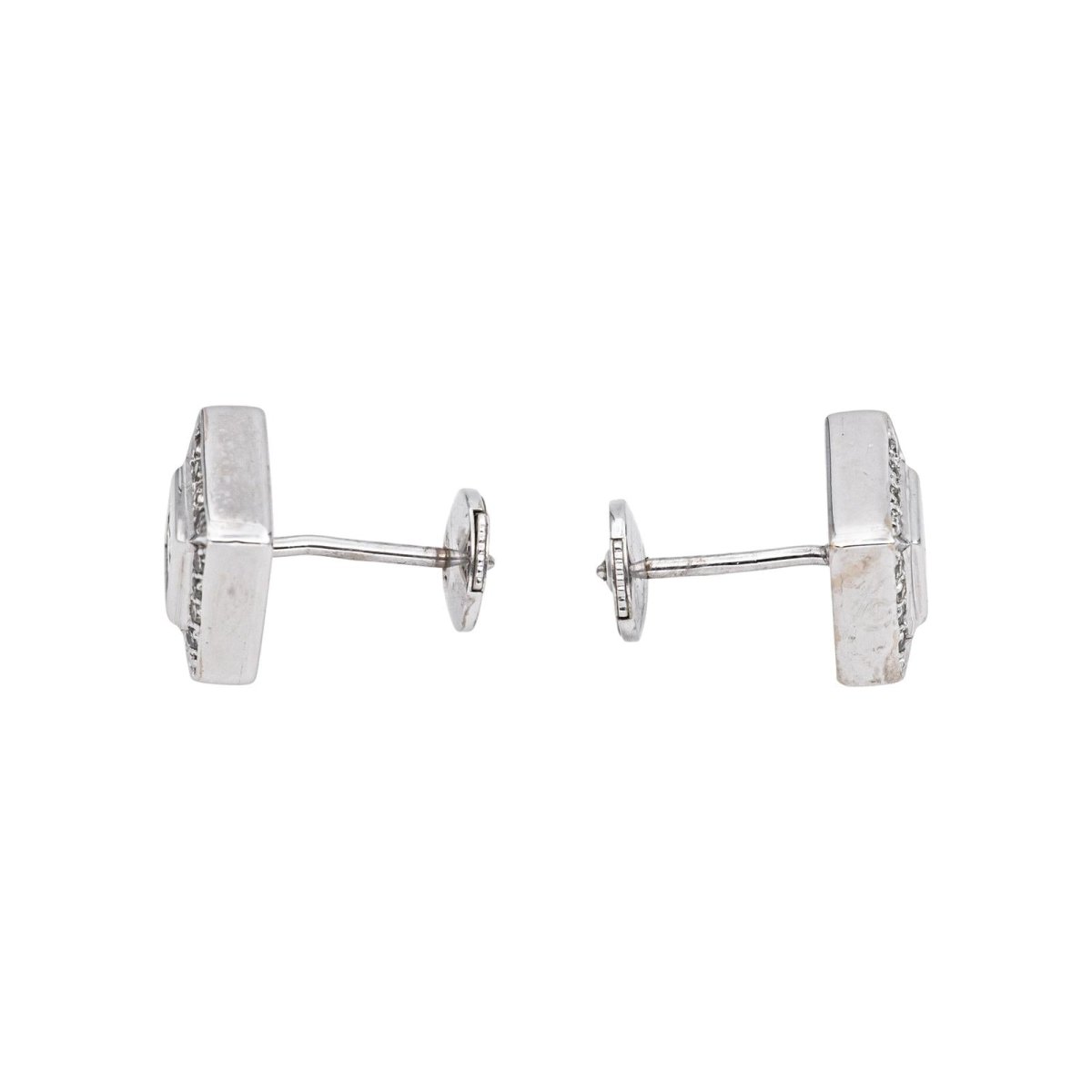 Boucles d'oreilles Puces en or blanc et diamants - Castafiore