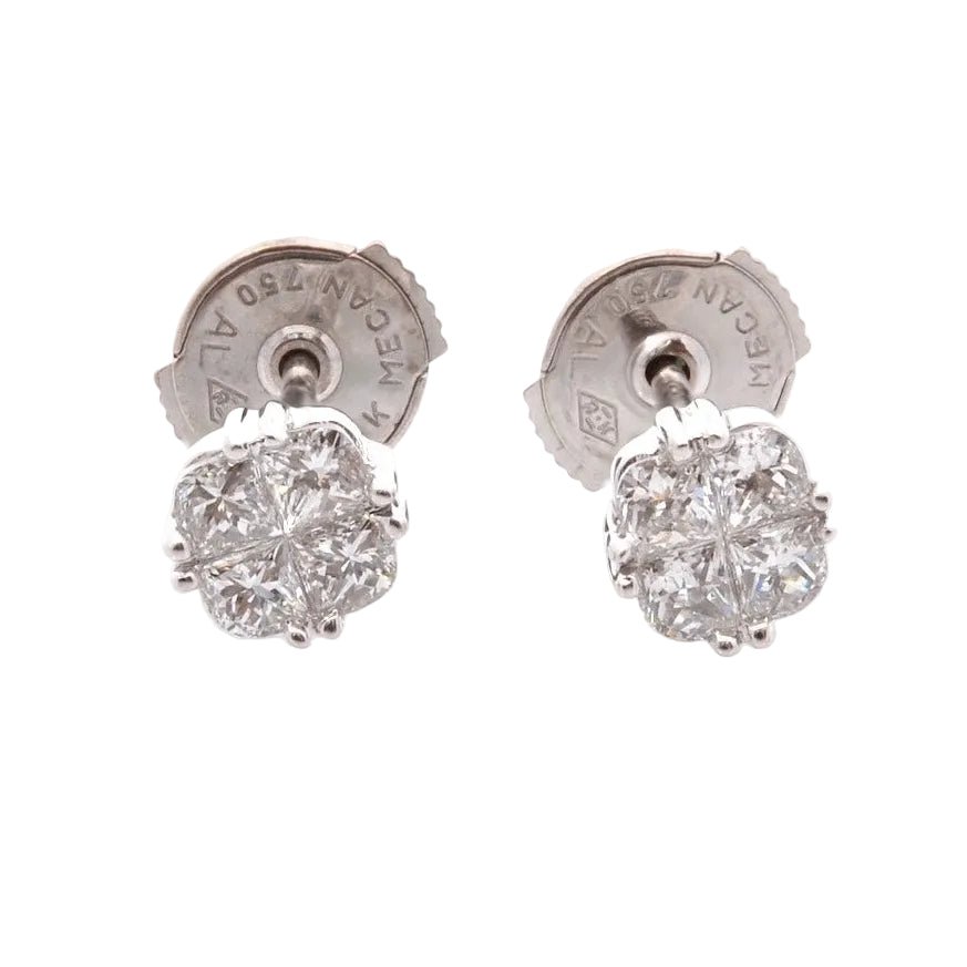 Boucles d'oreilles Puces en or blanc et diamants - Castafiore