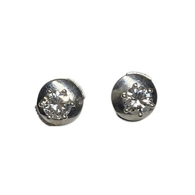 Boucles d'oreilles Puces en or blanc et diamants - Castafiore