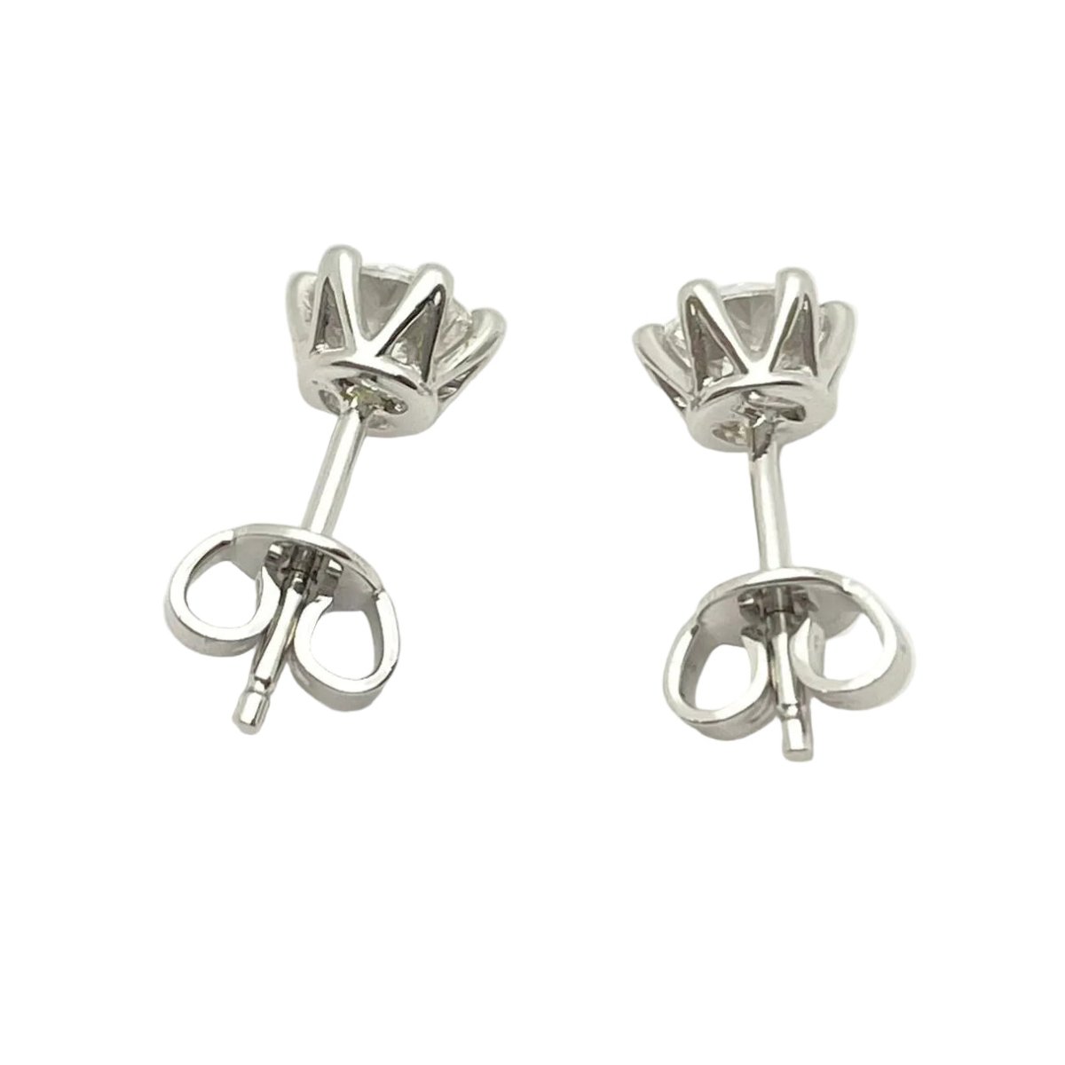 Boucles d'oreilles Puces en or blanc et diamants - Castafiore
