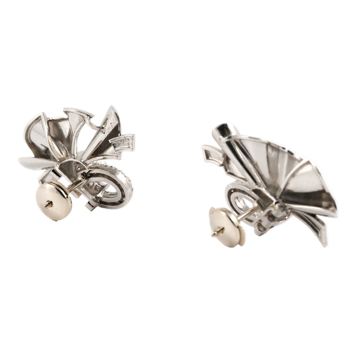 Boucles d'oreilles Puces en or blanc et diamants - Castafiore