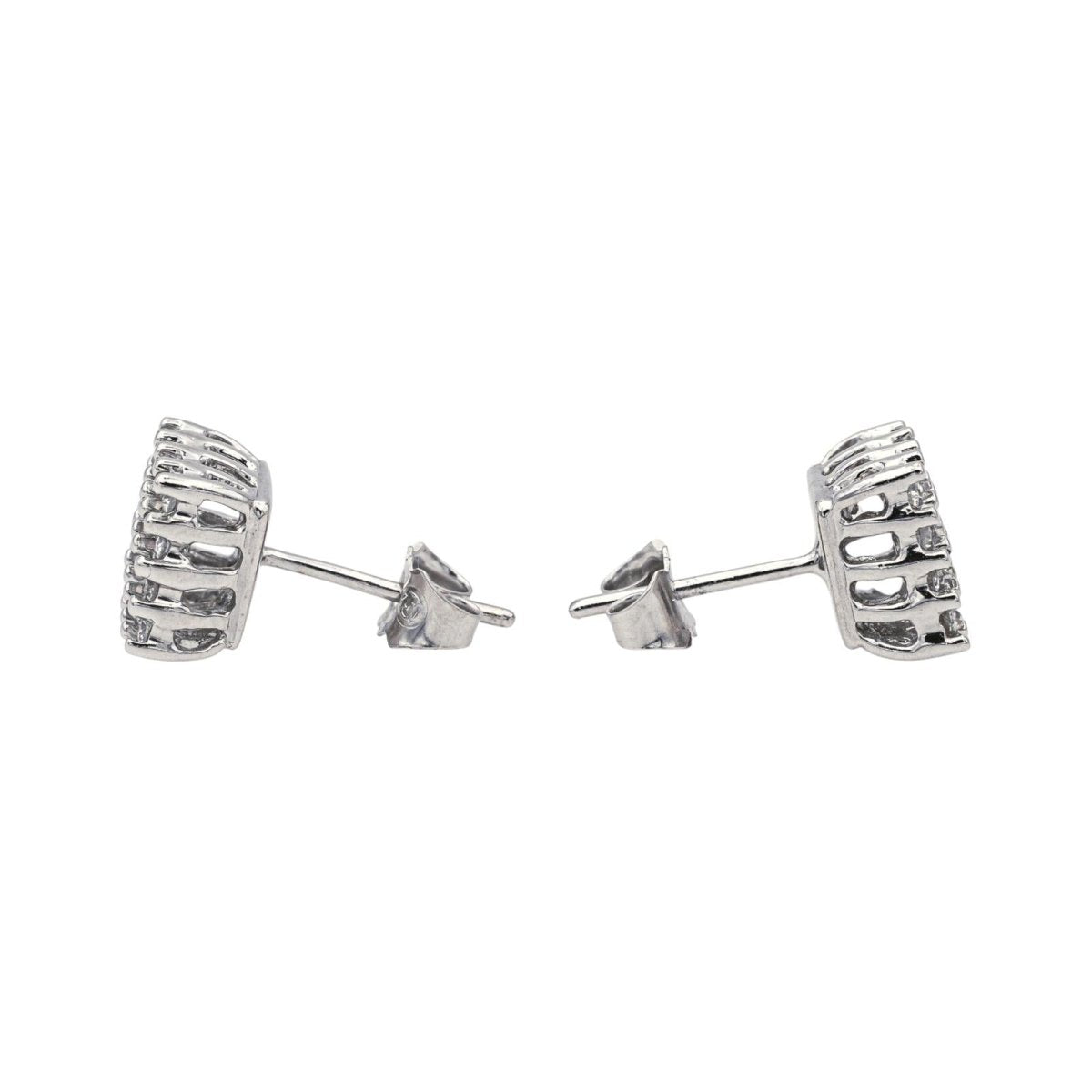 Boucles d'oreilles Puces en or blanc et diamants - Castafiore