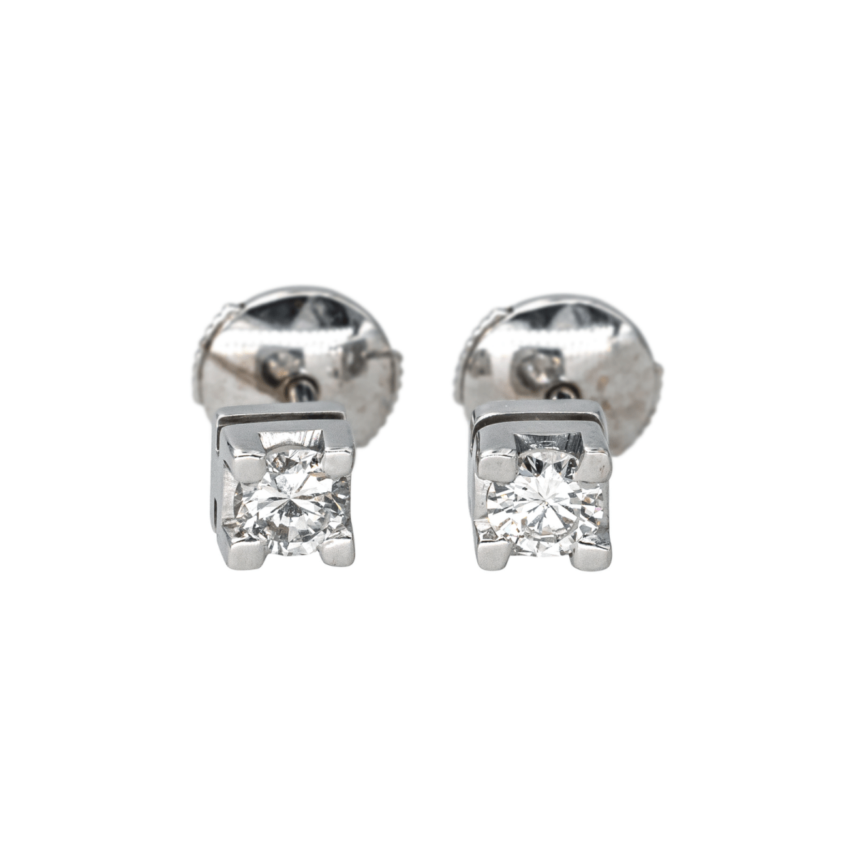 Boucles d'oreilles Puces en or blanc et diamants - Castafiore