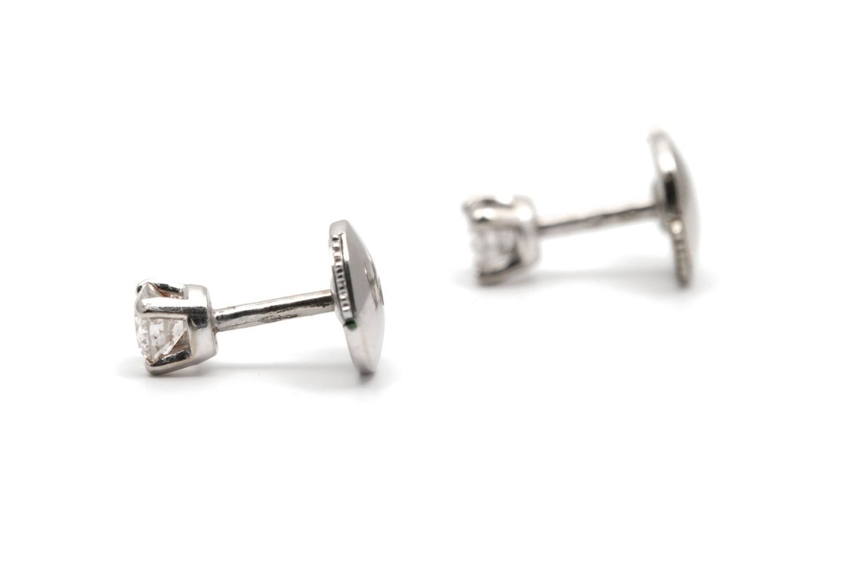 Boucles d'oreilles Puces en or blanc et diamants - Castafiore