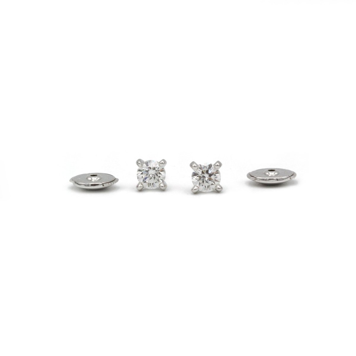Boucles d'oreilles Puces en or blanc et diamants - Castafiore