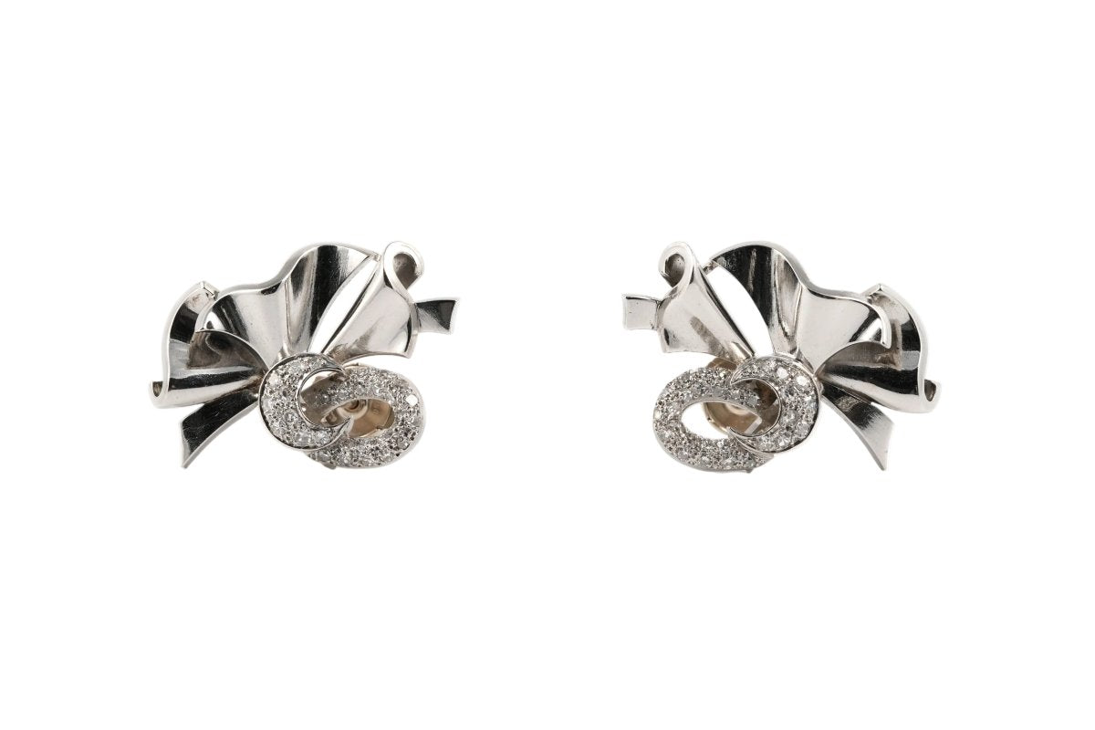 Boucles d'oreilles Puces en or blanc et diamants - Castafiore