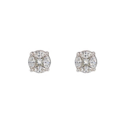 Boucles d'oreilles Puces en or blanc et diamants - Castafiore