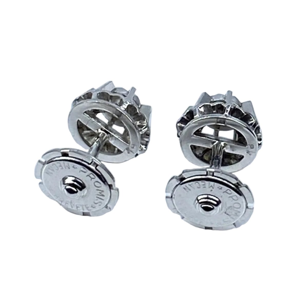 Boucles d'oreilles Puces en or blanc et diamants - Castafiore