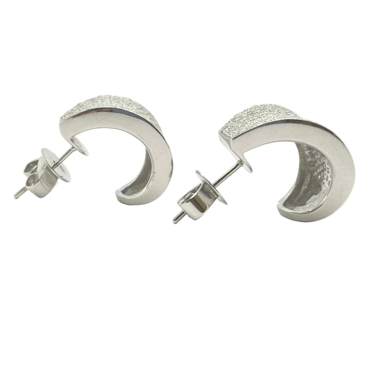 Boucles d'oreilles Puces en or blanc et diamants - Castafiore