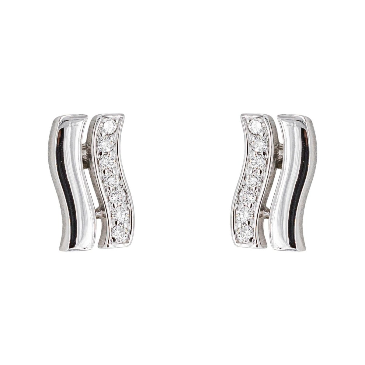 Boucles d'oreilles Puces en or blanc et diamants - Castafiore