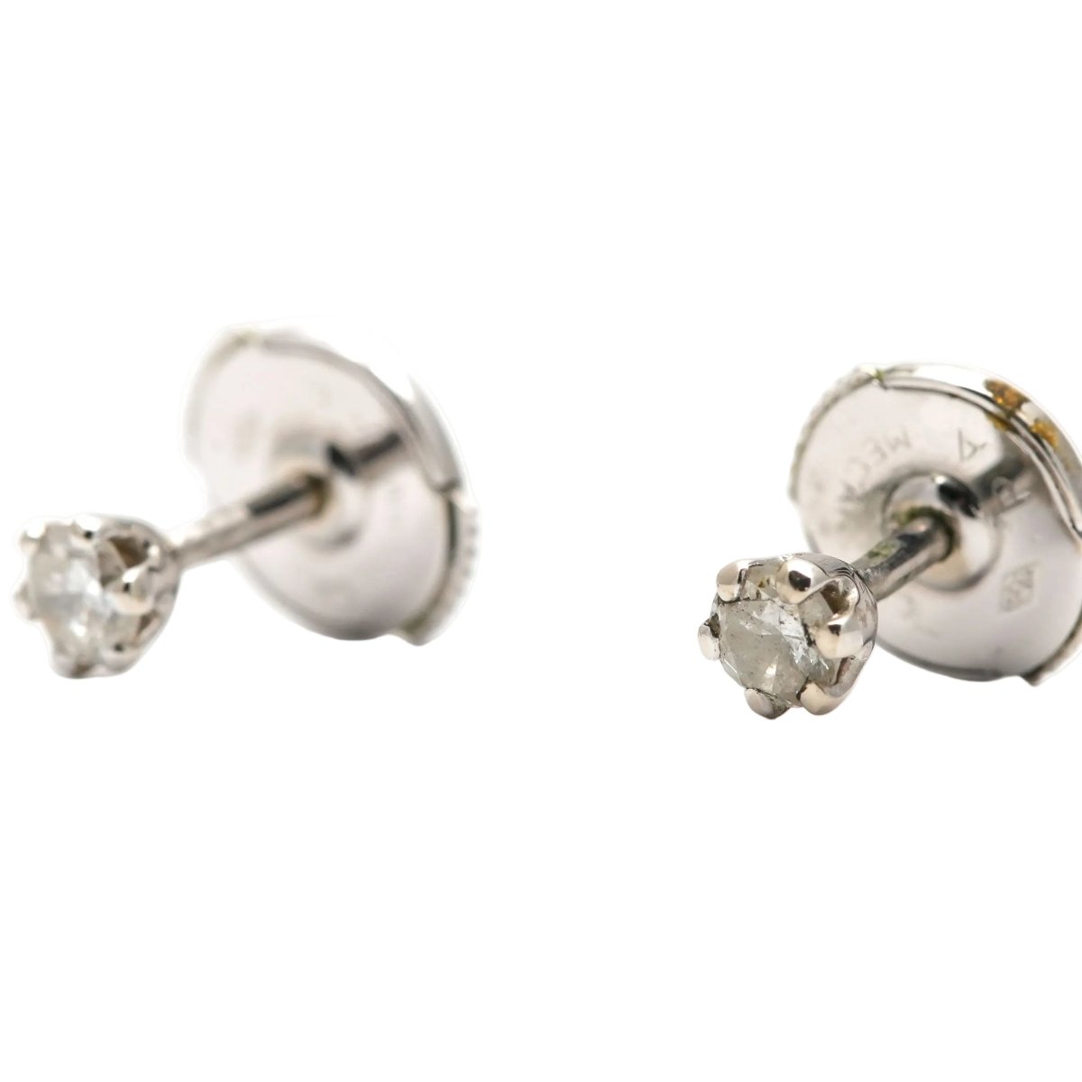 Boucles d'oreilles Puces en or blanc et diamants - Castafiore