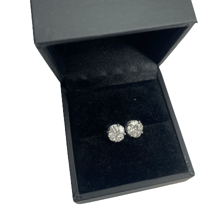 Boucles d'oreilles Puces en or blanc et diamants - Castafiore