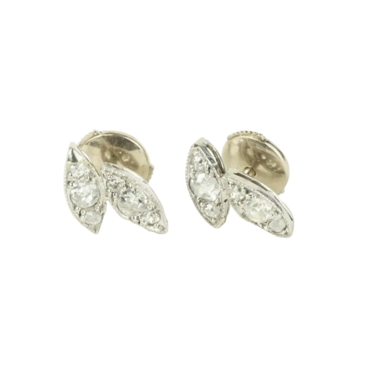 Boucles d'oreilles Puces en or blanc et diamants - Castafiore