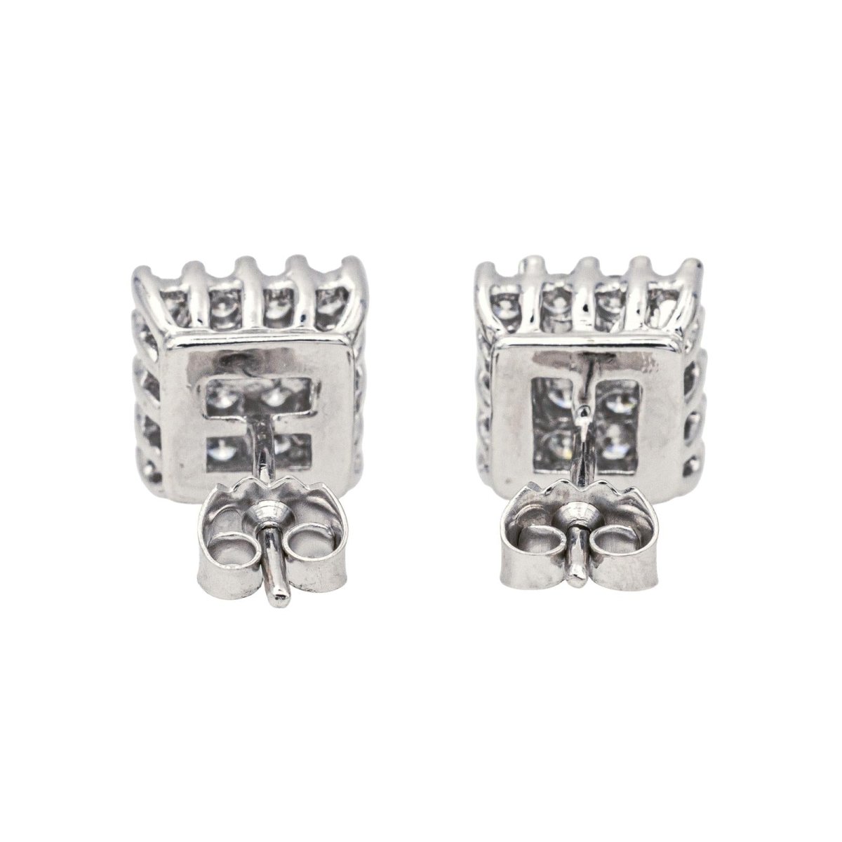 Boucles d'oreilles Puces en or blanc et diamants - Castafiore