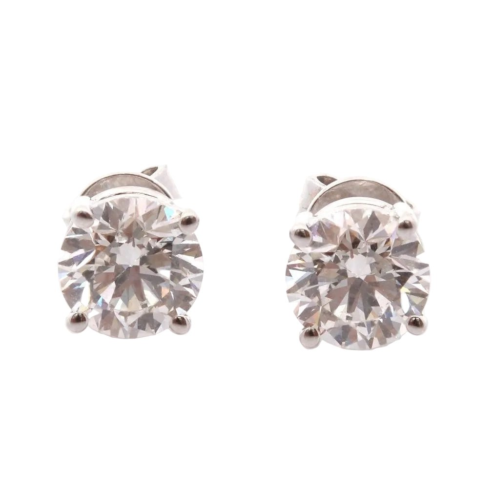 Boucles d'oreilles Puces en or blanc et diamants - Castafiore
