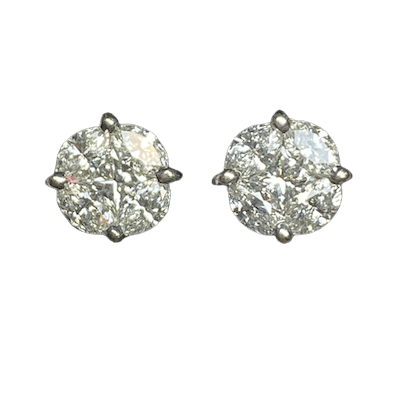 Boucles d'oreilles Puces en or blanc et diamants - Castafiore