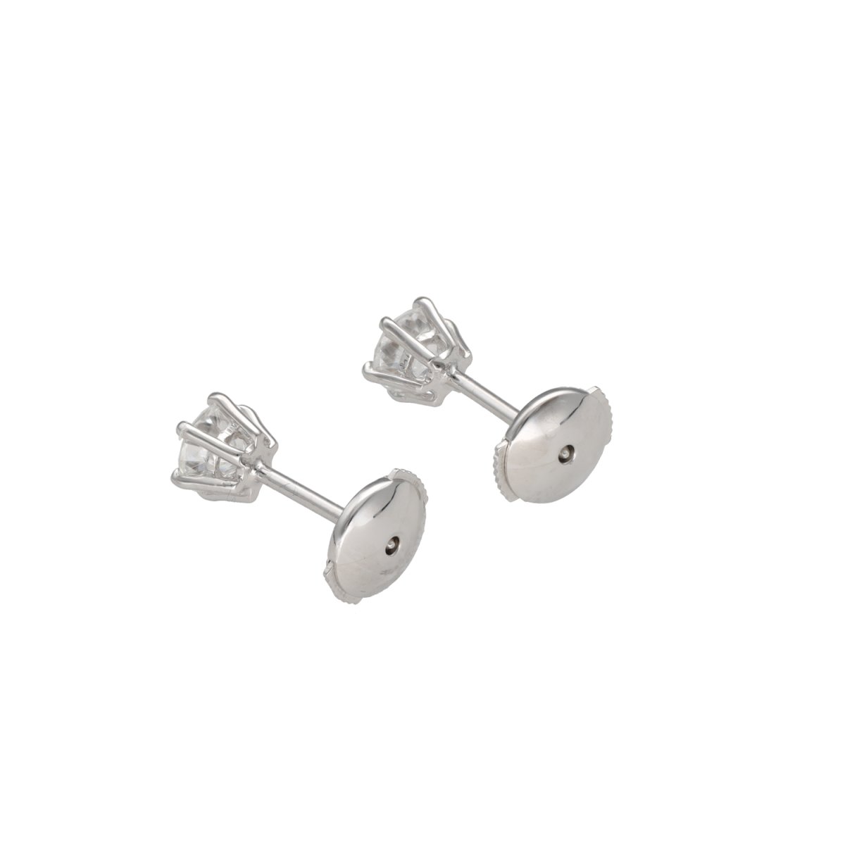 Boucles d'oreilles Puces en or blanc et diamants - Castafiore