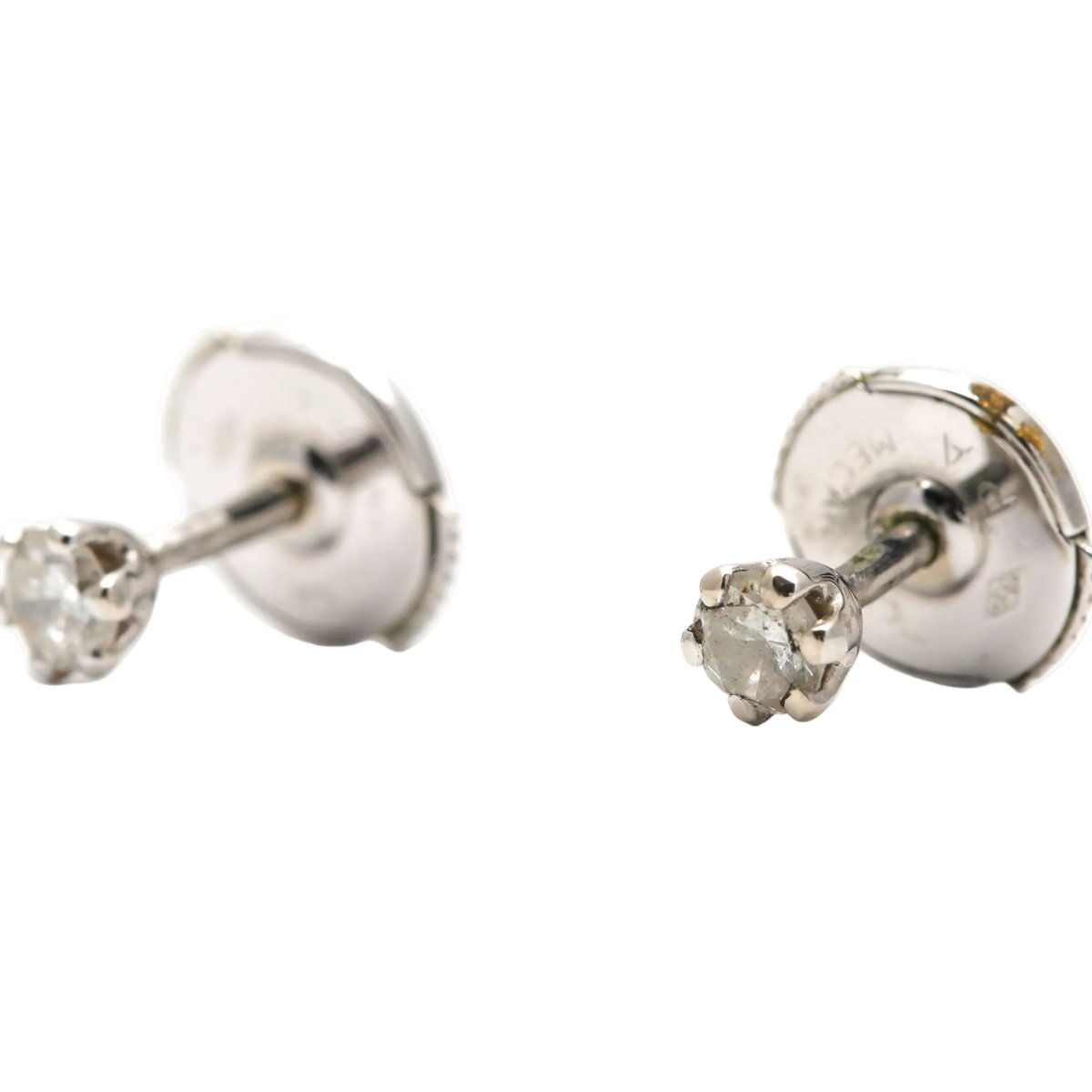 Boucles d'oreilles Puces en or blanc et diamants - Castafiore
