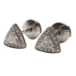 Boucles d'oreilles Puces en or blanc et diamants - Castafiore