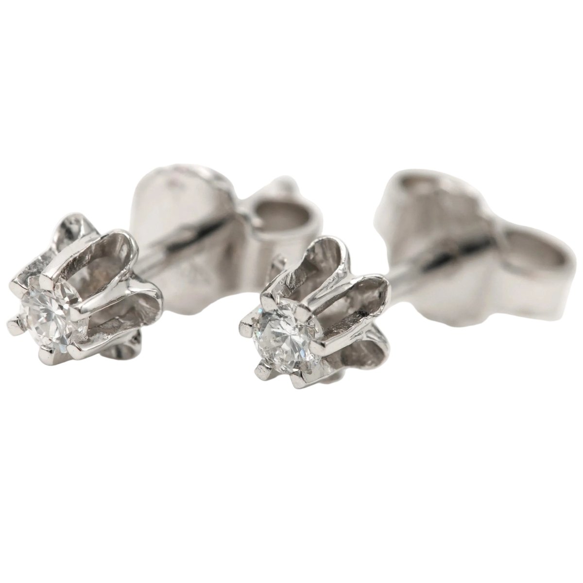 Boucles d'oreilles Puces en or blanc et diamants - Castafiore