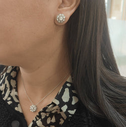 Boucles d'oreilles Puces en or blanc et diamants - Castafiore