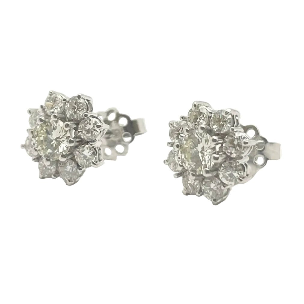 Boucles d'oreilles Puces en or blanc et diamants - Castafiore