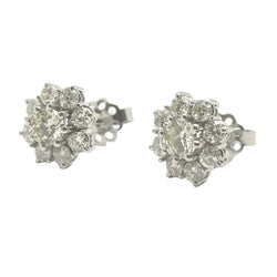 Boucles d'oreilles Puces en or blanc et diamants - Castafiore